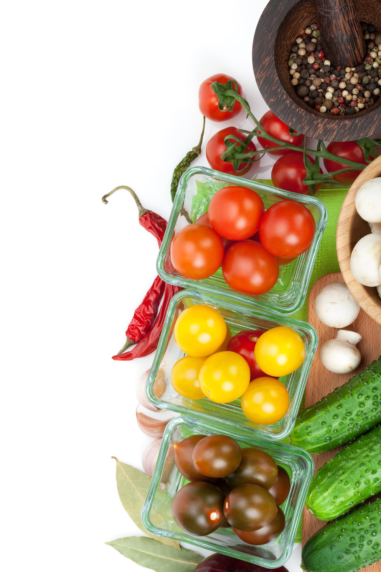 Colorful market produce arranged
